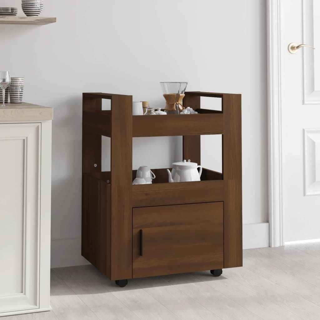 Kitchen Trolley Brown Oak 60X45x80 Cm Engineered Wood