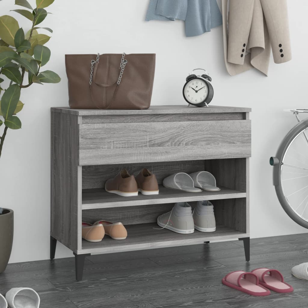 Shoe Cabinet Grey Sonoma 70X36x60 Cm Engineered Wood