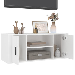 Tv Cabinet White 100X35x40 Cm Engineered Wood