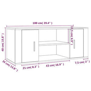 Tv Cabinet White 100X35x40 Cm Engineered Wood