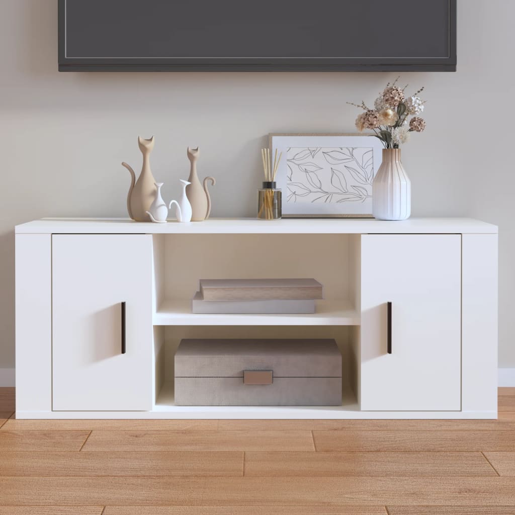 Tv Cabinet White 100X35x40 Cm Engineered Wood