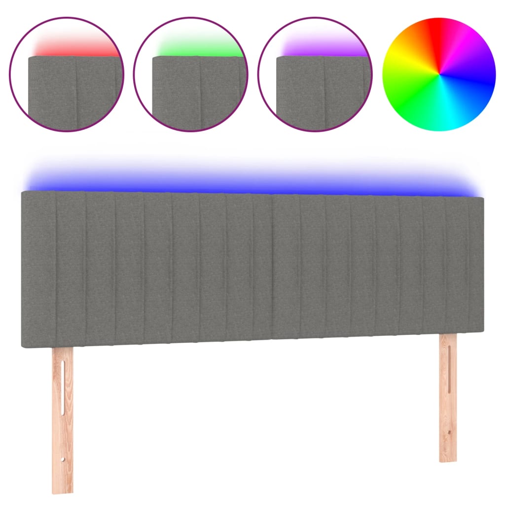 Led Headboard Dark Grey 144X5x78/88 Cm Fabric