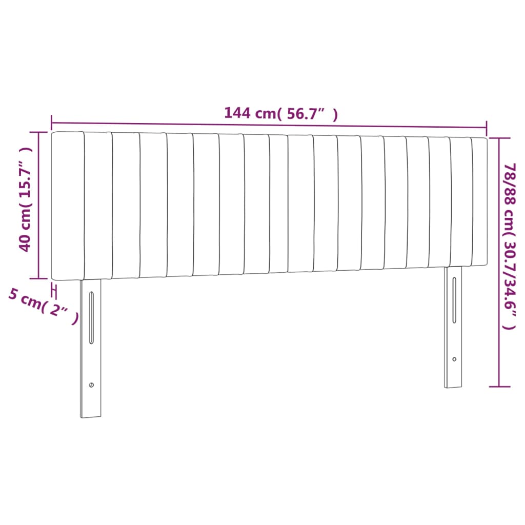 Led Headboard Dark Grey 144X5x78/88 Cm Fabric