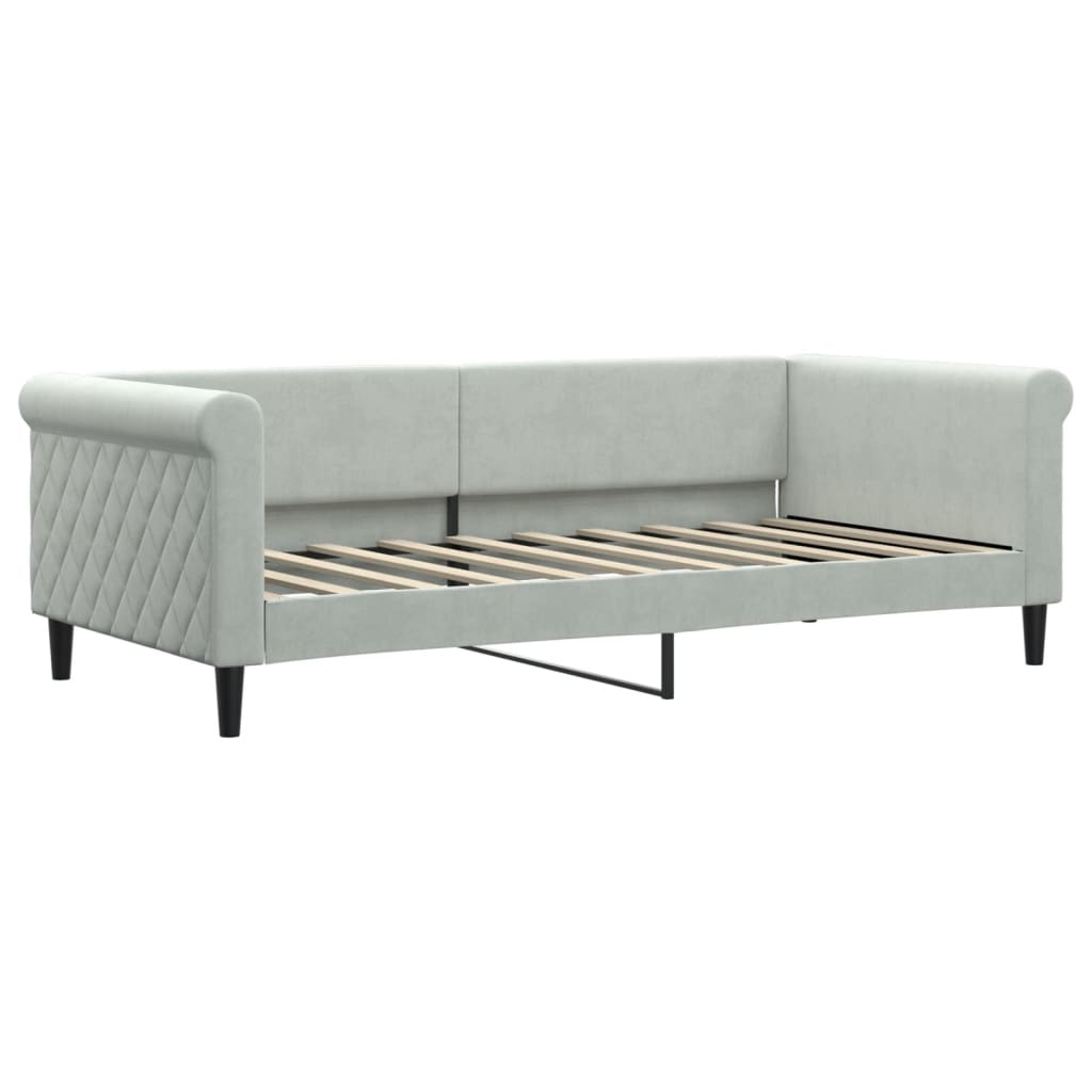 Daybed With Trundle And Drawers Light Grey 92X187 Cm Single Size Velvet