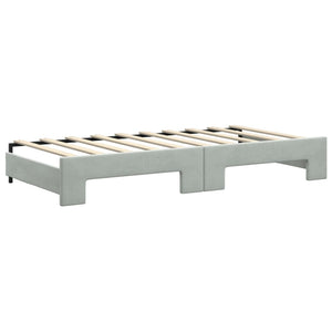 Daybed With Trundle And Drawers Light Grey 92X187 Cm Single Size Velvet