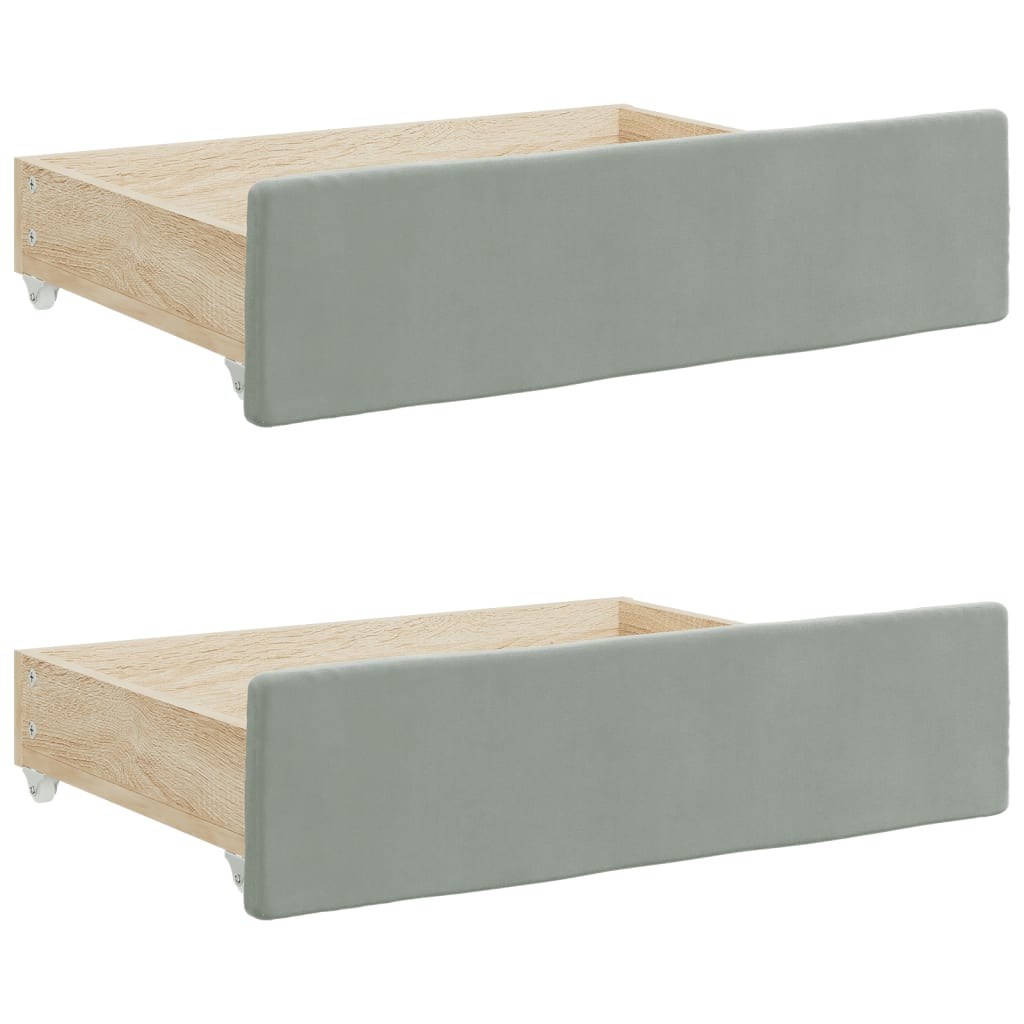 Daybed With Trundle And Drawers Light Grey 92X187 Cm Single Size Velvet