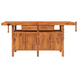 Workbench With Drawers And Vices 192X62x83 Cm Solid Wood Acacia