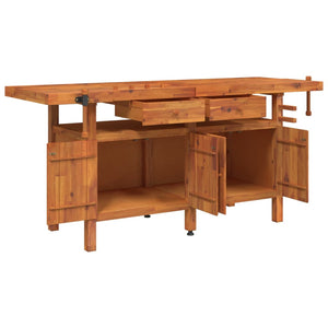 Workbench With Drawers And Vices 192X62x83 Cm Solid Wood Acacia