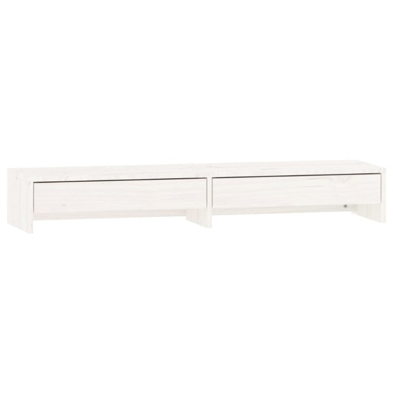 Monitor Stand White 100X27x15 Cm Solid Wood Pine