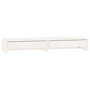 Monitor Stand White 100X27x15 Cm Solid Wood Pine