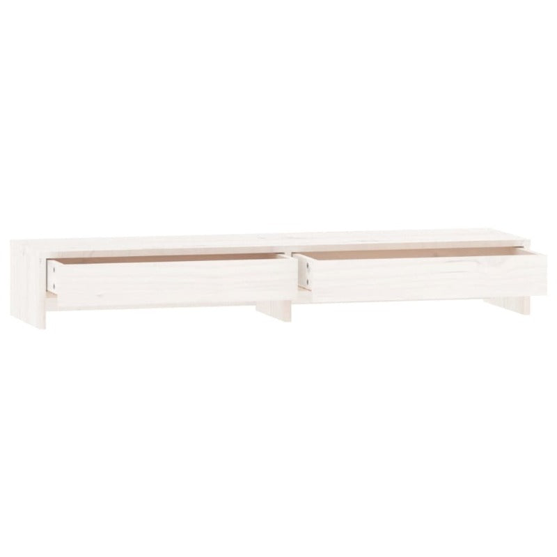 Monitor Stand White 100X27x15 Cm Solid Wood Pine