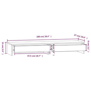 Monitor Stand White 100X27x15 Cm Solid Wood Pine