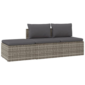 3 Piece Garden Lounge Set With Cushions Grey Poly Rattan