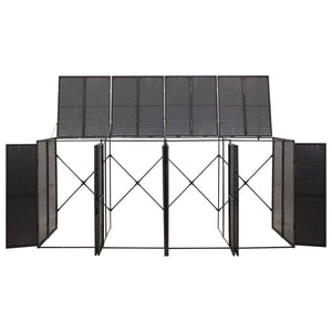 Quadruple Wheelie Bin Shed Black 274X80x117 Cm Poly Rattan