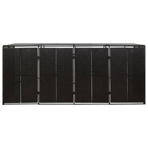 Quadruple Wheelie Bin Shed Black 274X80x117 Cm Poly Rattan