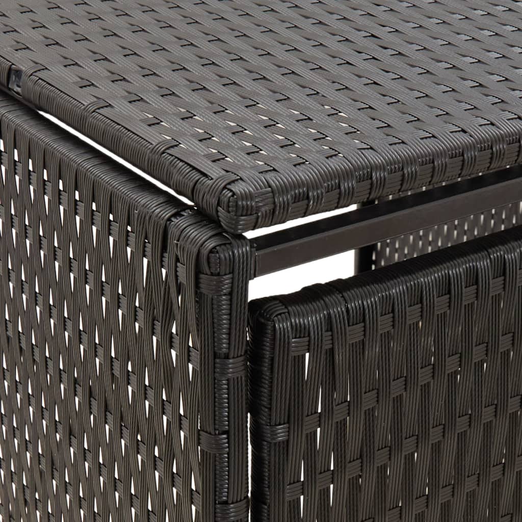 Quadruple Wheelie Bin Shed Black 274X80x117 Cm Poly Rattan