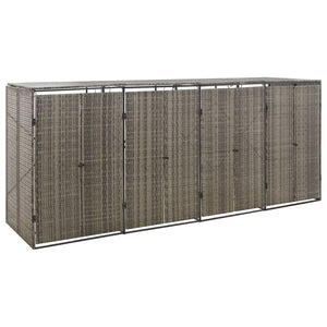 Quadruple Wheelie Bin Shed Grey 274X80x117 Cm Poly Rattan