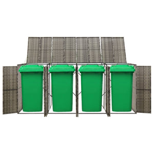 Quadruple Wheelie Bin Shed Grey 274X80x117 Cm Poly Rattan