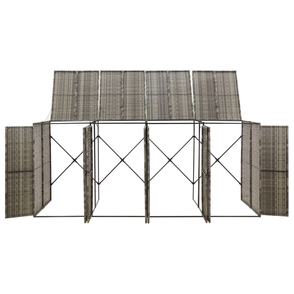 Quadruple Wheelie Bin Shed Grey 274X80x117 Cm Poly Rattan