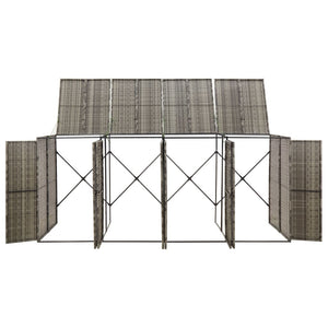 Quadruple Wheelie Bin Shed Grey 274X80x117 Cm Poly Rattan
