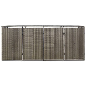 Quadruple Wheelie Bin Shed Grey 274X80x117 Cm Poly Rattan