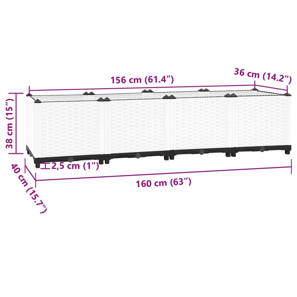 Raised Bed 160X40x38 Cm Polypropylene