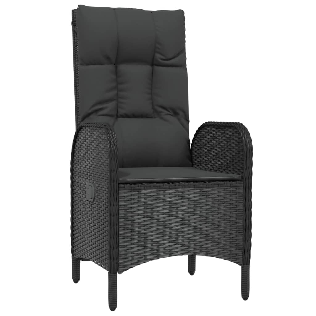 3 Piece Garden Lounge Set With Cushions Black Poly Rattan