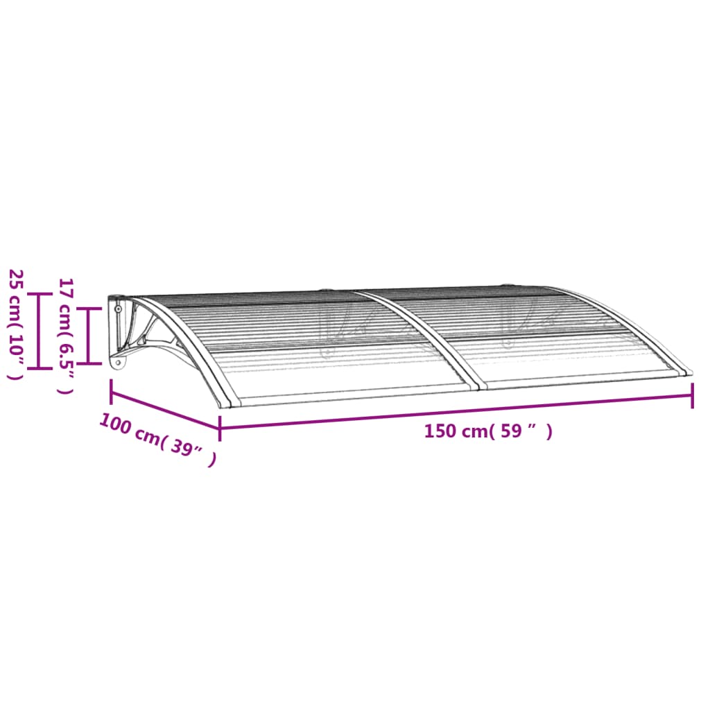 Door Canopy Black 150X100 Cm Polycarbonate