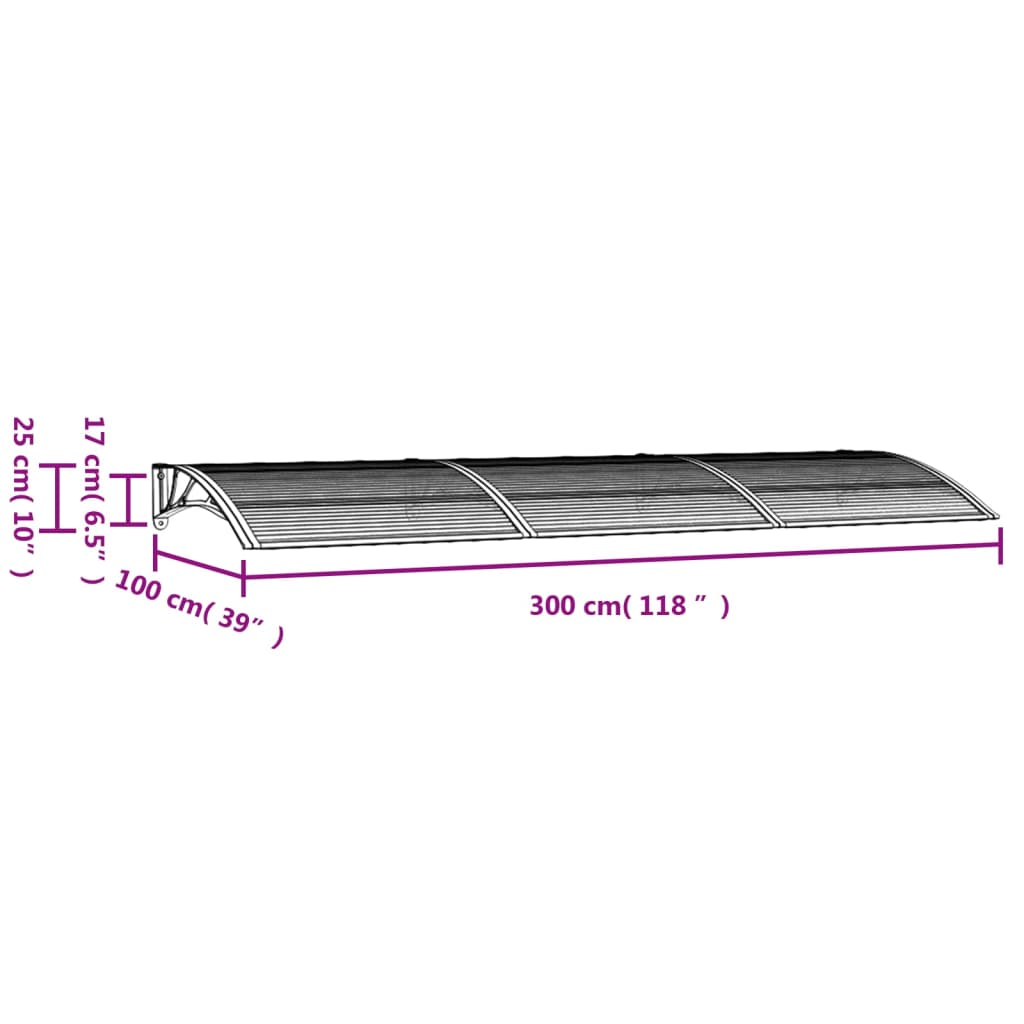 Door Canopy Black 300X100 Cm Polycarbonate