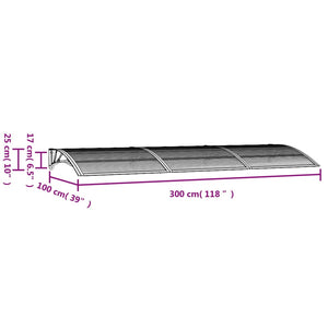 Door Canopy Black 300X100 Cm Polycarbonate