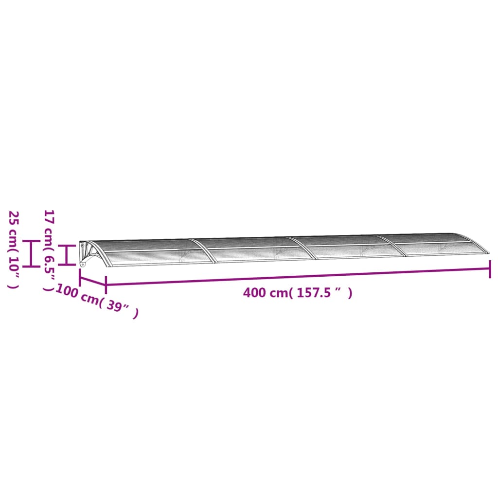 Door Canopy Black 400X100 Cm Polycarbonate