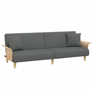 Sofa Bed With Armrests Dark Grey Fabric