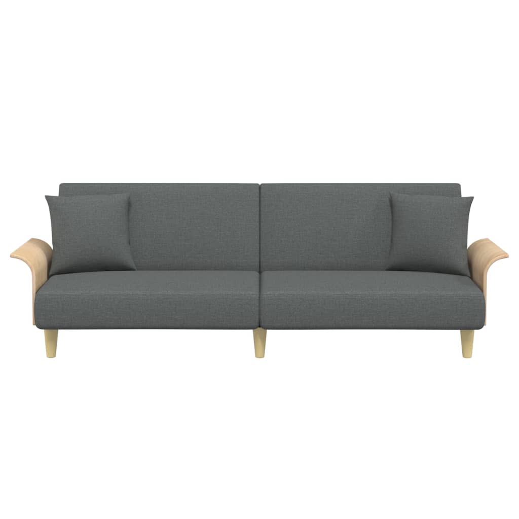 Sofa Bed With Armrests Dark Grey Fabric