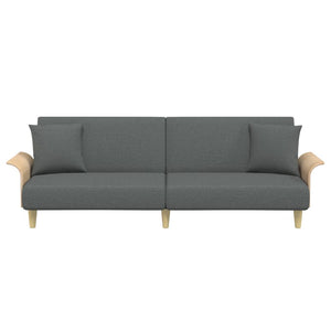 Sofa Bed With Armrests Dark Grey Fabric