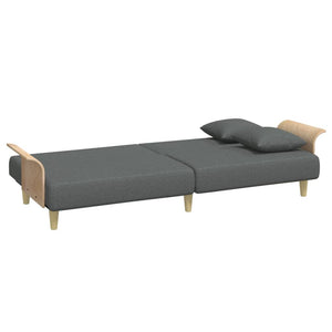 Sofa Bed With Armrests Dark Grey Fabric