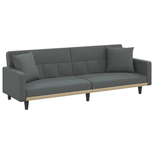 Sofa Bed With Cushions Dark Grey Fabric