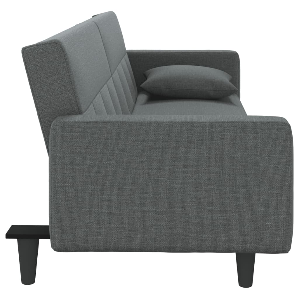 Sofa Bed With Cushions Dark Grey Fabric