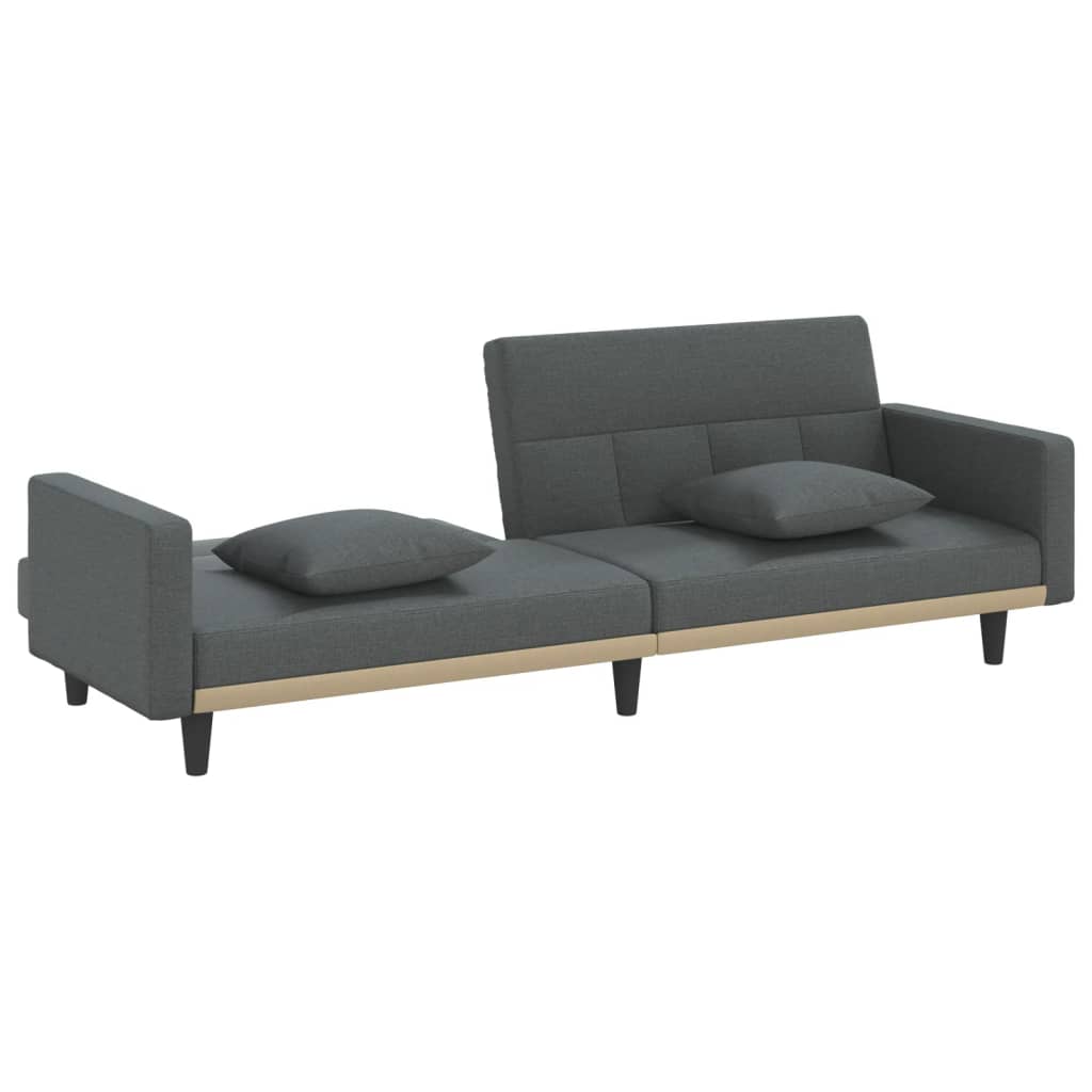 Sofa Bed With Cushions Dark Grey Fabric