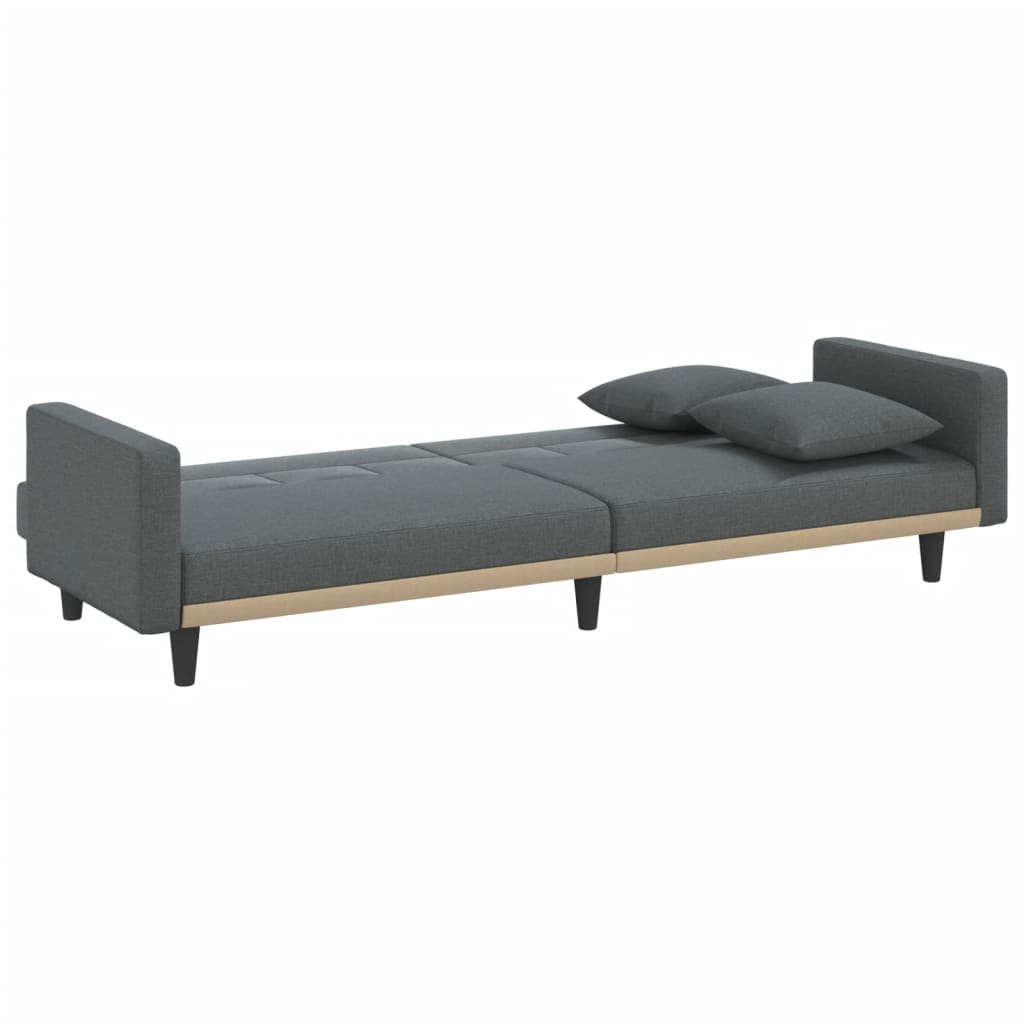 Sofa Bed With Cushions Dark Grey Fabric