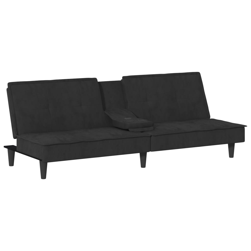 Sofa Bed With Cup Holders Black Velvet