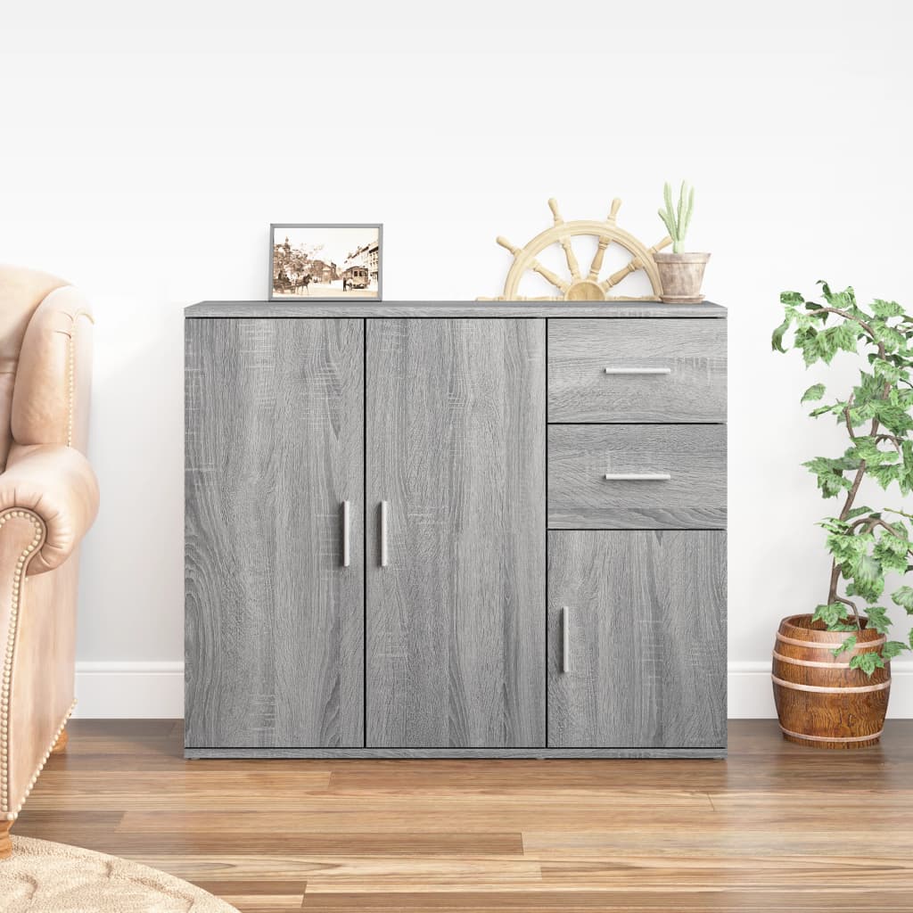 Sideboard Grey Sonoma 91X29.5X75 Cm Engineered Wood