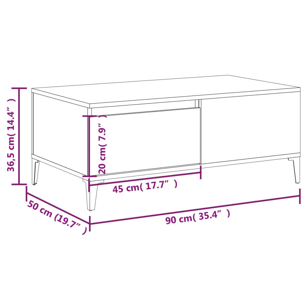 Coffee Table Concrete Grey 90X50x36.5 Cm Engineered Wood