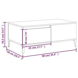 Coffee Table Concrete Grey 90X50x36.5 Cm Engineered Wood