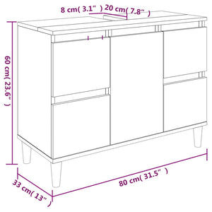 Sink Cabinet Brown Oak 80X33x60 Cm Engineered Wood