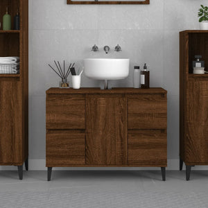 Sink Cabinet Brown Oak 80X33x60 Cm Engineered Wood