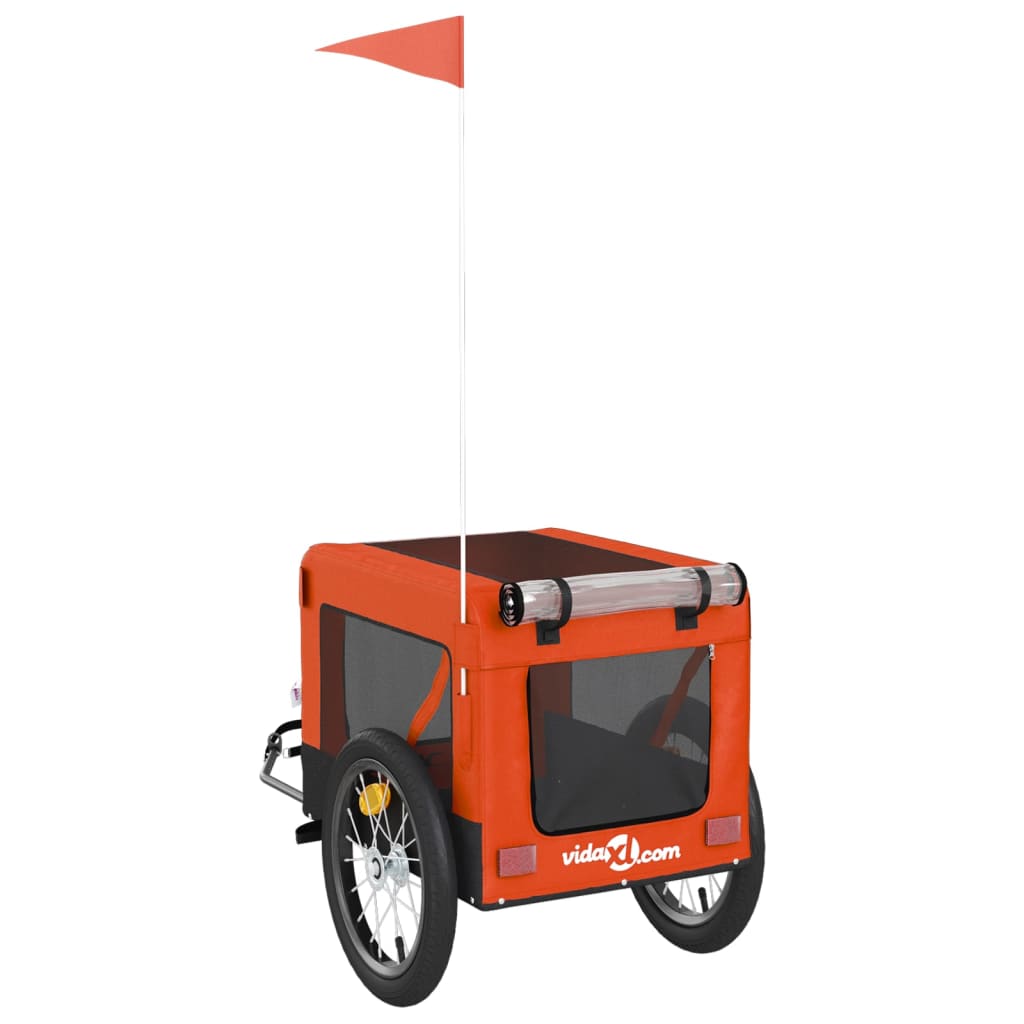 Pet Bike Trailer Orange And Black Oxford Fabric&Iron