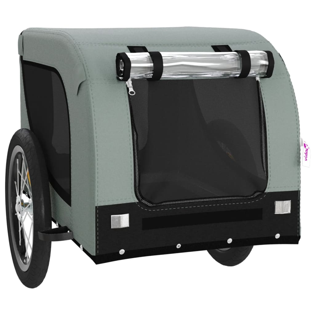 Pet Bike Trailer Grey And Black Oxford Fabric Iron