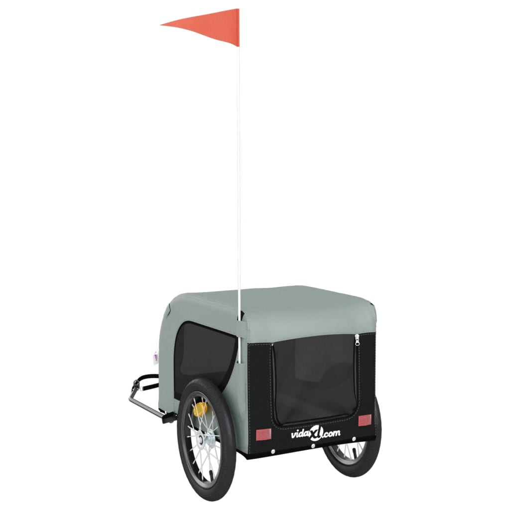 Pet Bike Trailer Grey And Black Oxford Fabric Iron