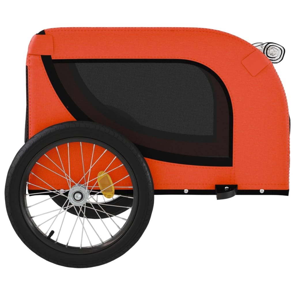 Dog Bike Trailer Orange And Black Oxford Fabric Iron