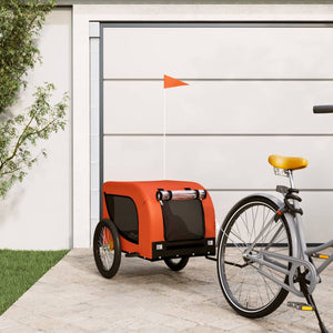 Dog Bike Trailer Orange And Black Oxford Fabric Iron